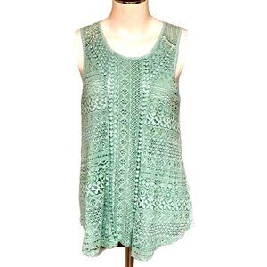 Alya Mint Green Dressy Crochet Knitted Tank Top Combination Material Blend Small